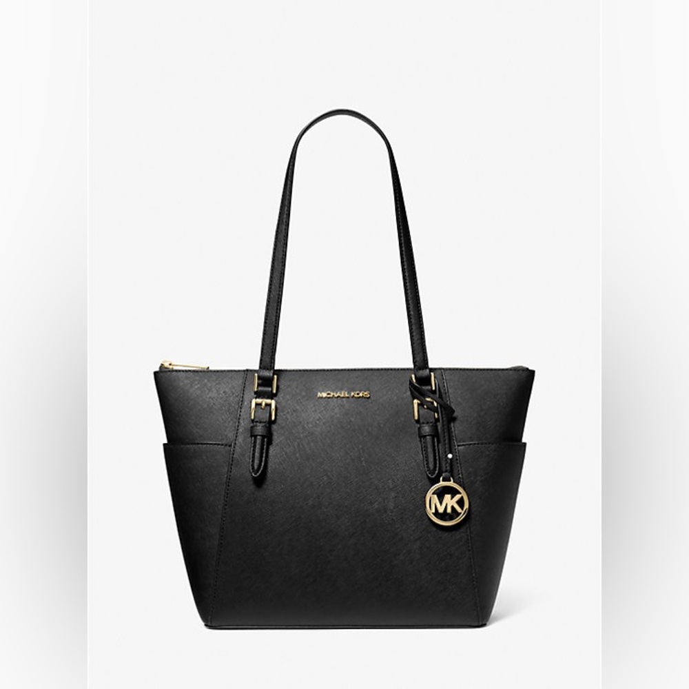 NWT Michael Kors Charlotte Large Saffiano Leather Top-Zip Tote Bag
